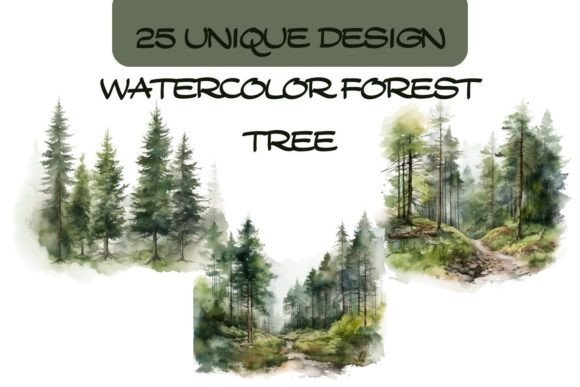 25 Watercolor Forest Tree Clipart Pngs: Illustrations Review