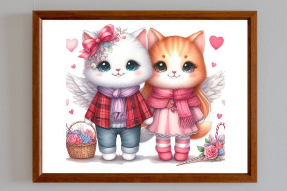 Best Watercolor Design of Cat Couple – A Sweet Illustration for Crafters & Etsy Sellers