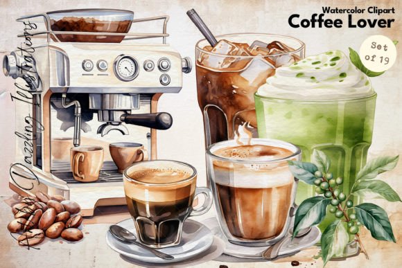 Coffee Lover Watercolor Coffee Illustrations