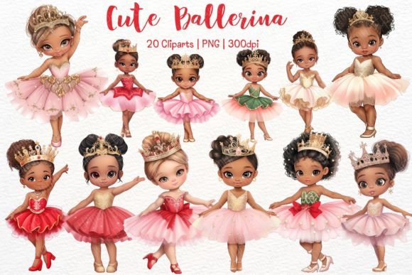 Cute Little Ballerina Watercolor Clipart for Bloggers & Publishers