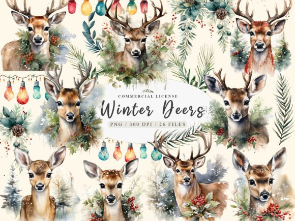 Cute Winter Deer Clipart for Handmade Crafting Magic