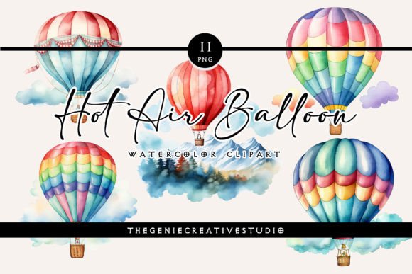 h1Watercolor Hot Air Balloon Illustrations for Creative Design Projects/h1