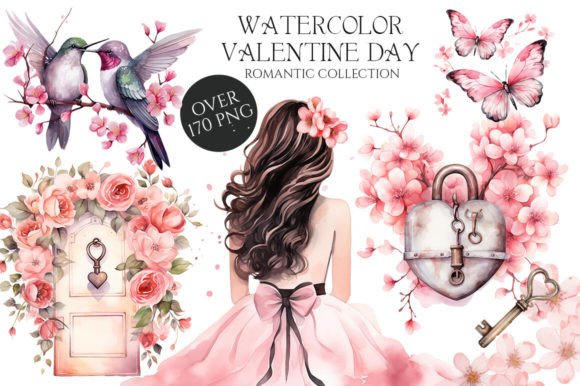 h1Watercolor Valentine Day PNG Illustrations for Digital Sellers/h1