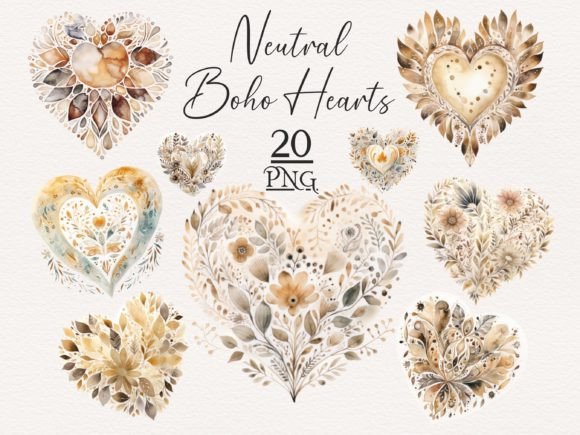 Neutral Watercolor Boho Hearts Clipart: A Brand Designer’s Review for Marketing & Illustrations