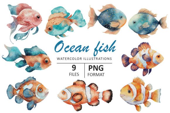 Ocean Fish Watercolor Illustration for Coastal Branding & Local Business Design