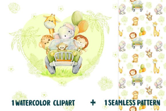 Safari Animal SUV Tropical Watercolor Illustrations for Blog & Editorial Design