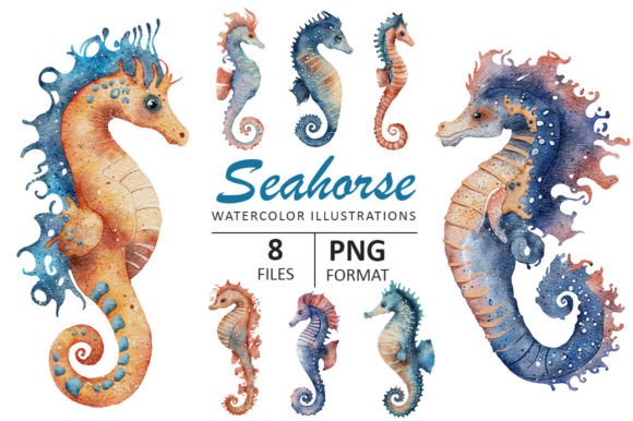 Seahorse Watercolor Illustration: A Delicate Splash for Branding and Visual Projects
