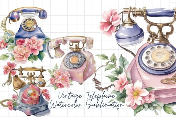 Vintage Telephone Illustrations for Sublimation
