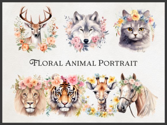 Watercolor Animal Portrait Clipart