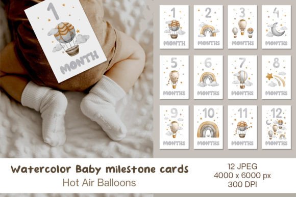 Watercolor Baby Milestone Cards: Soft Illustrations for Heartfelt Branding