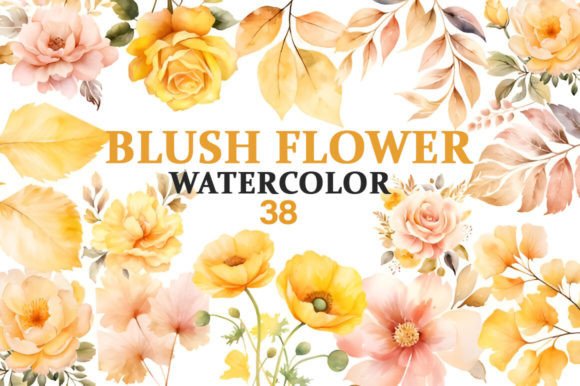 Watercolor Blush Flowers Illustrations for Branding and Marketing