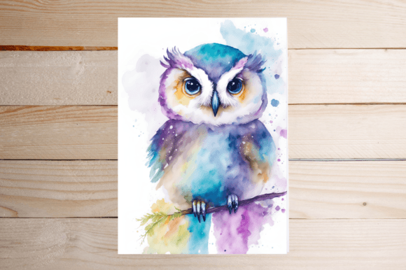 Watercolor Cute and Funny Animals Owl Illustrations for Local Brand Charm