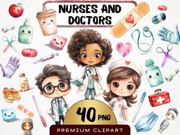 Watercolor Doctor and Nurse Clipart: A Visual Review for Bloggers and Digital Publishers