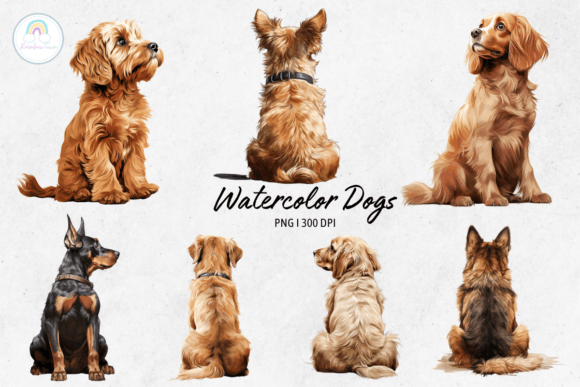 Watercolor Dogs Sublimation: Illustrations for Branding