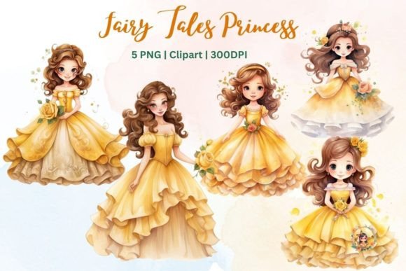 Watercolor Fairy Tales Princess Clipart: Illustrations for Whimsical Branding