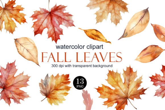 Watercolor Fall Leaves Clipart PNG for Creative Sellers