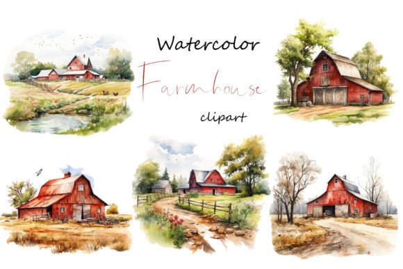 Watercolor Farm Clipart: Farmhouse Illustrations Review
