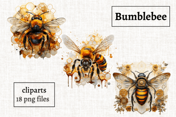 Watercolor Geometrical Bumblebee 18 PNGs Review