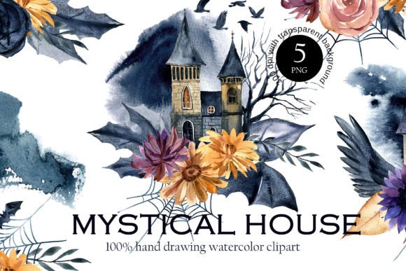 Watercolor Gothic Halloween Houses Illustrations Review