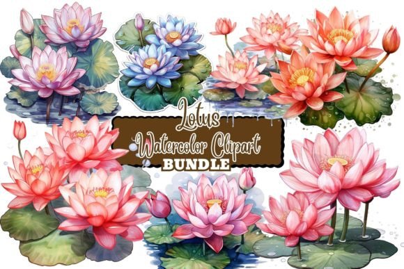 Watercolor Lotus Clipart: Illustrations for Branding