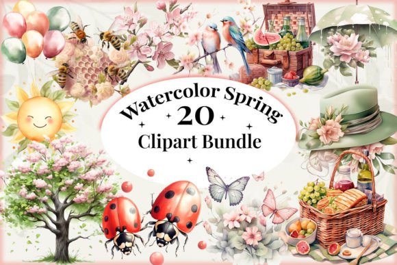 Watercolor Spring Clipart: Fresh Illustrations for Branding and Marketing
