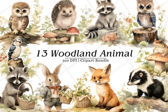 Woodland Animal Watercolor Clipart Illustrations Review