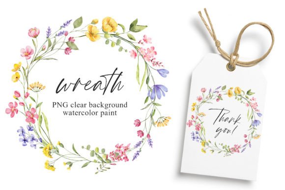 Wreath, Watercolor Wild Flowers, Frame: A Fresh Illustration for Branding & Marketing